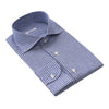 Fray Striped Linen Blue Shirt with Round French Cuff - SARTALE