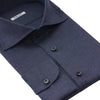 Fray Linen Denim Blue Shirt with Round French Cuff - SARTALE