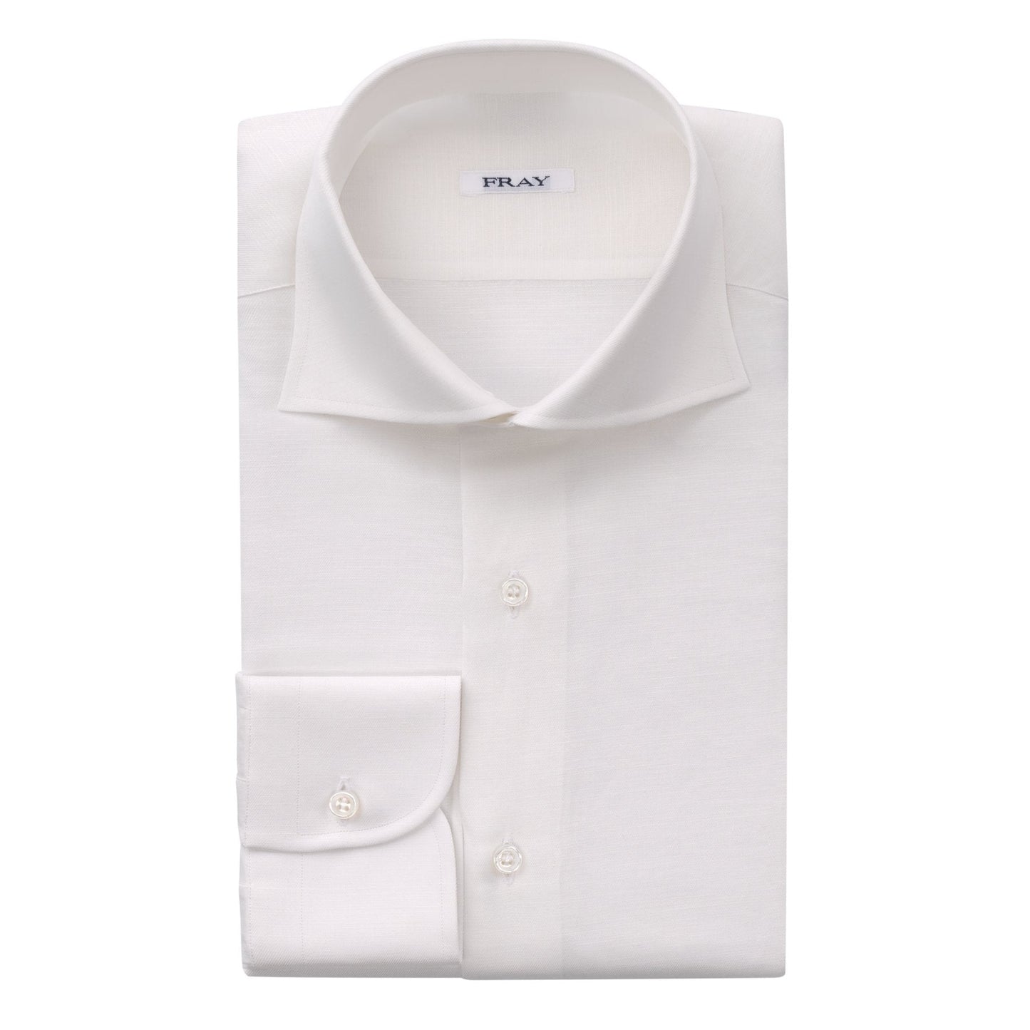 Fray Cotton and Hemp-Blend White Shirt with Round French Cuff - SARTALE