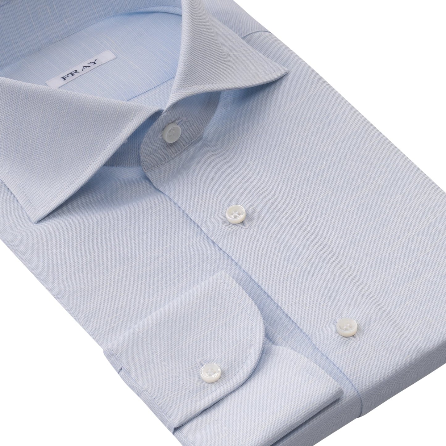 Fray Cotton and Hemp-Blend Light Blue Shirt with Round French Cuff - SARTALE