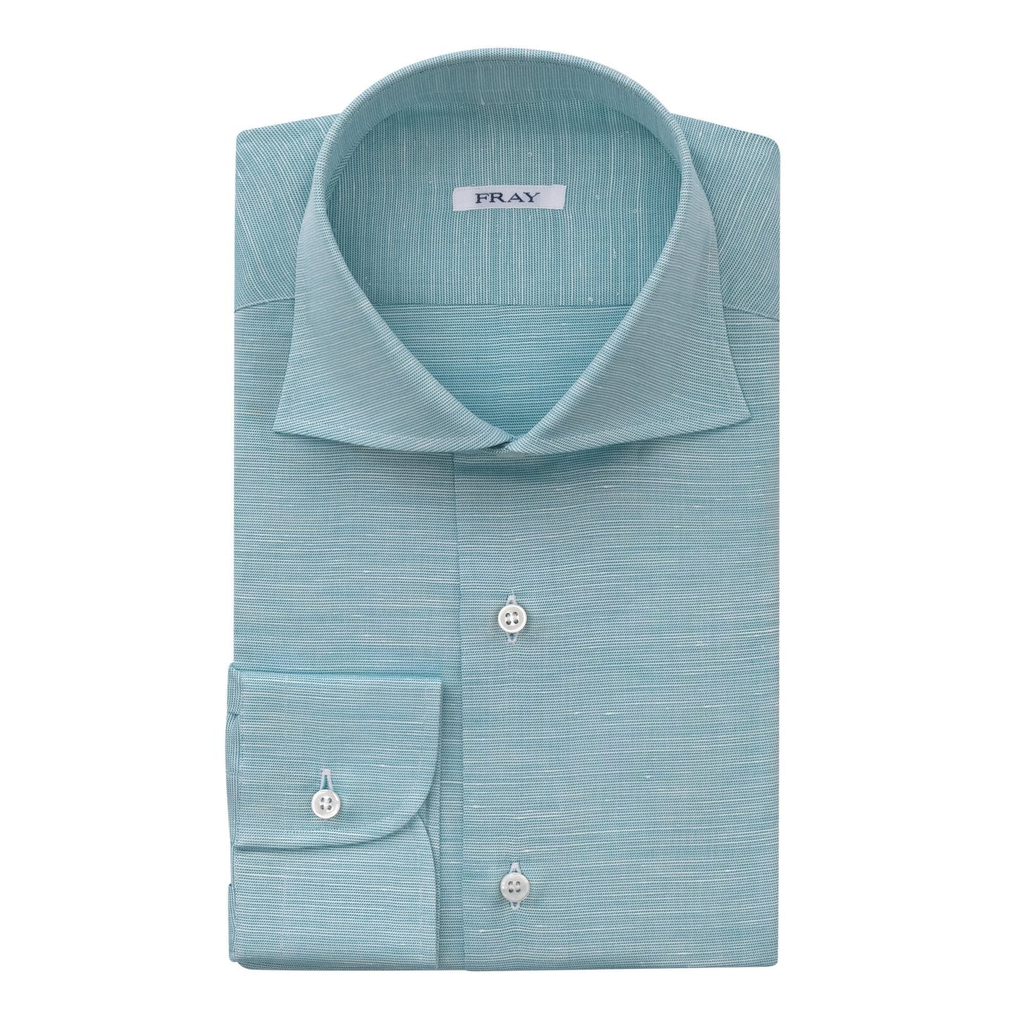 Fray Cotton and Hemp-Blend Ocean Blue Shirt with Round French Cuff - SARTALE
