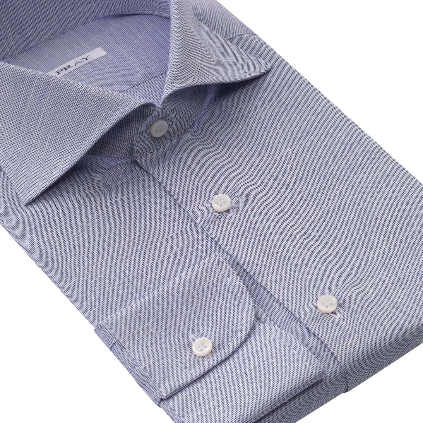 Fray Cotton and Hemp-Blend Blue Shirt with Round French Cuff - SARTALE