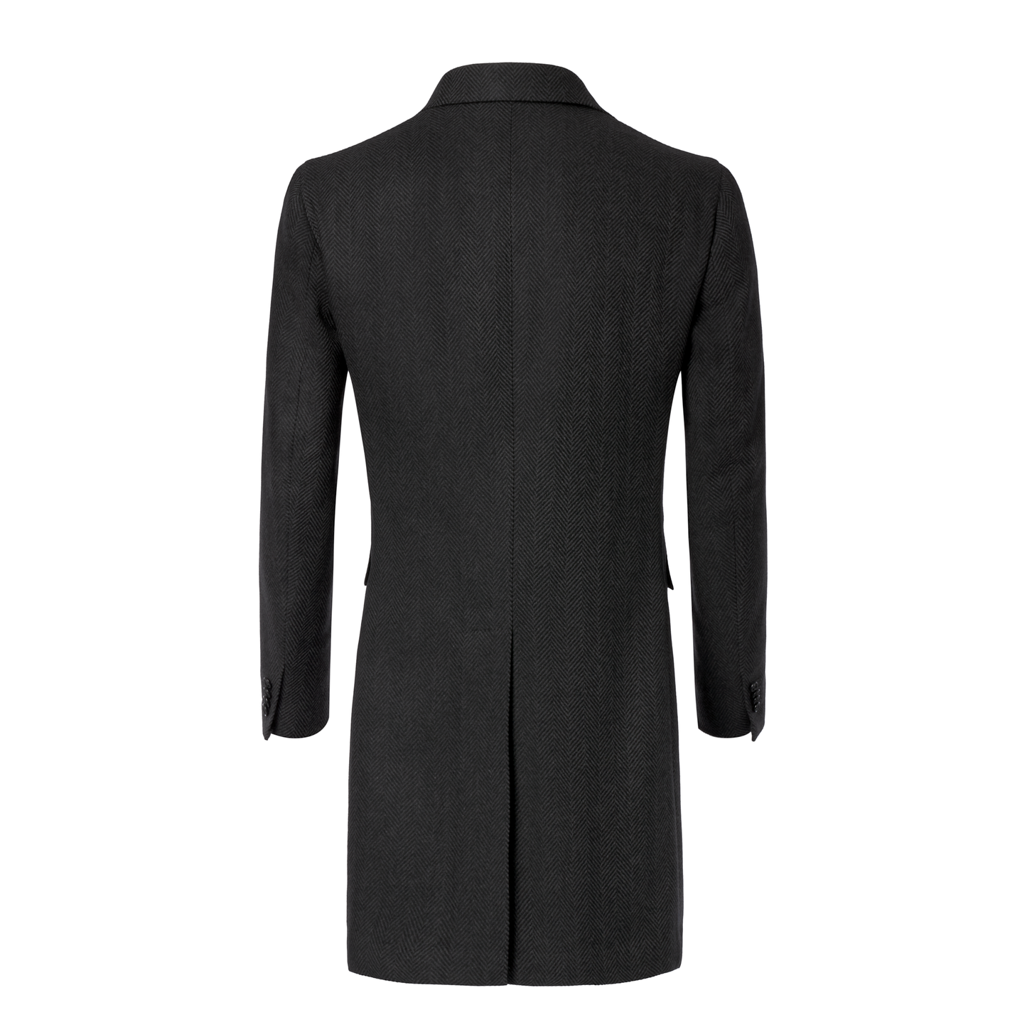 De Petrillo Single-Breasted Herringbone Wool Coat in Dark Grey. Exclusively Made for Sartale - SARTALE
