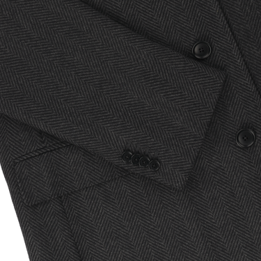 De Petrillo Single-Breasted Herringbone Wool Coat in Dark Grey. Exclusively Made for Sartale - SARTALE