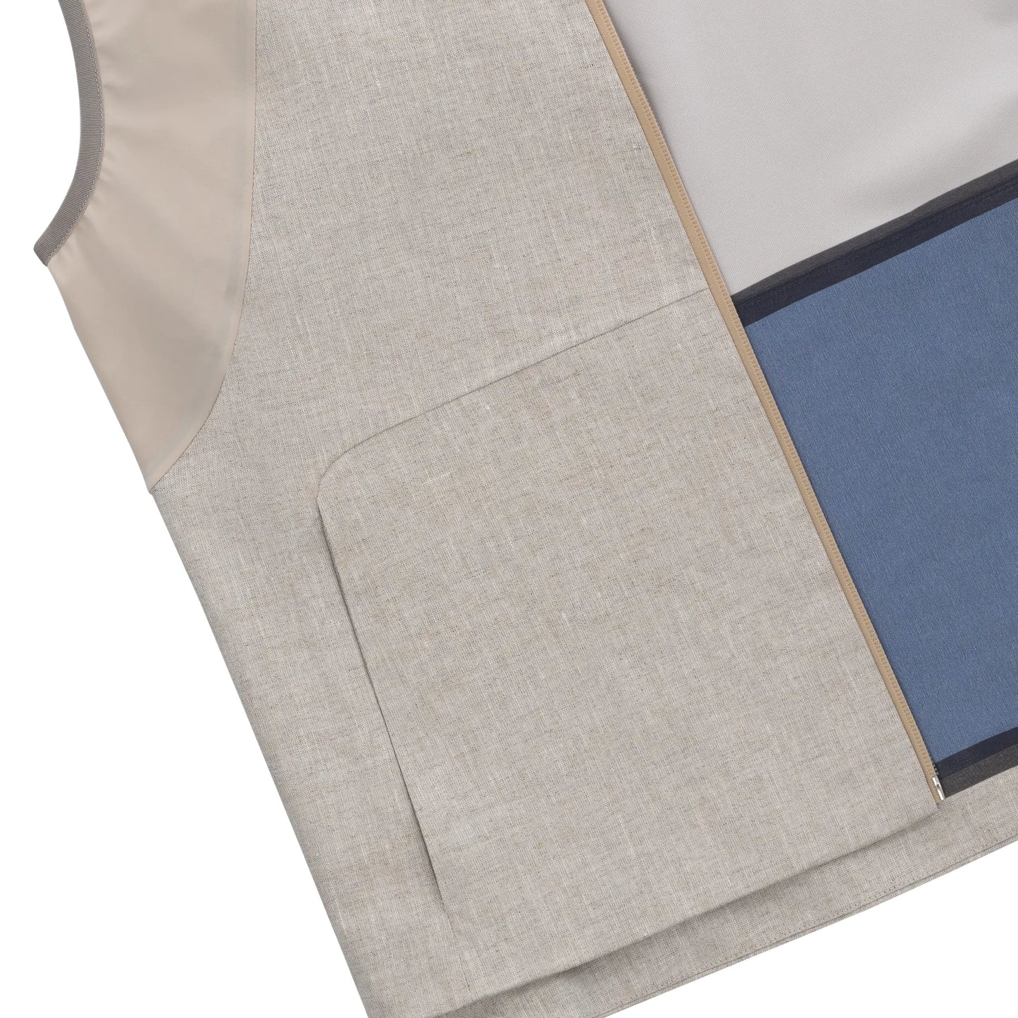 V-8 3 Layers Linen Vest in Beige