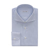 Emanuele Maffeis Striped Cotton Light Blue Shirt with Cutaway Collar - SARTALE