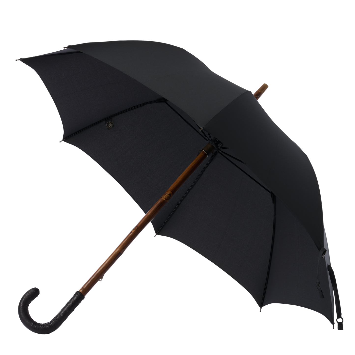 Leather-Handle Umbrella in Black