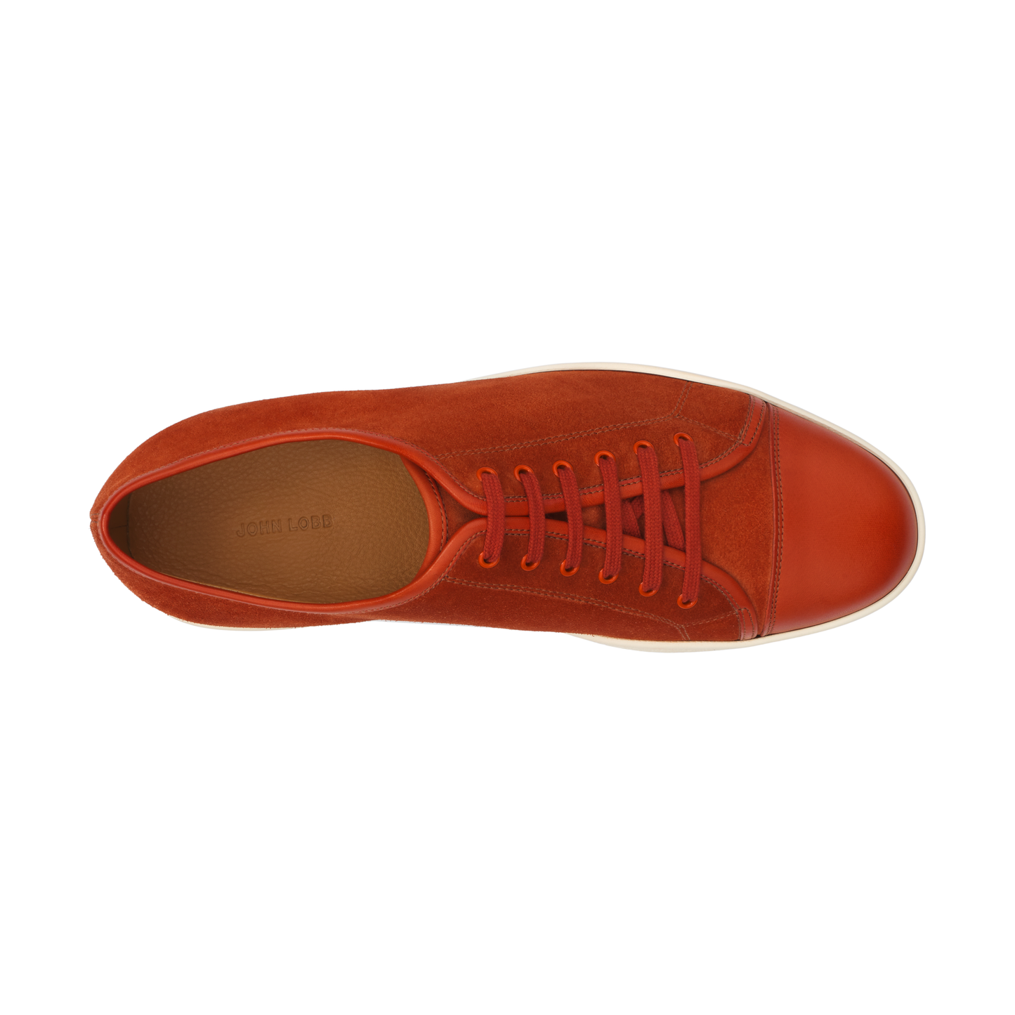 John Lobb "Levah" Suede and Leather Sneakers in Brick Red - SARTALE