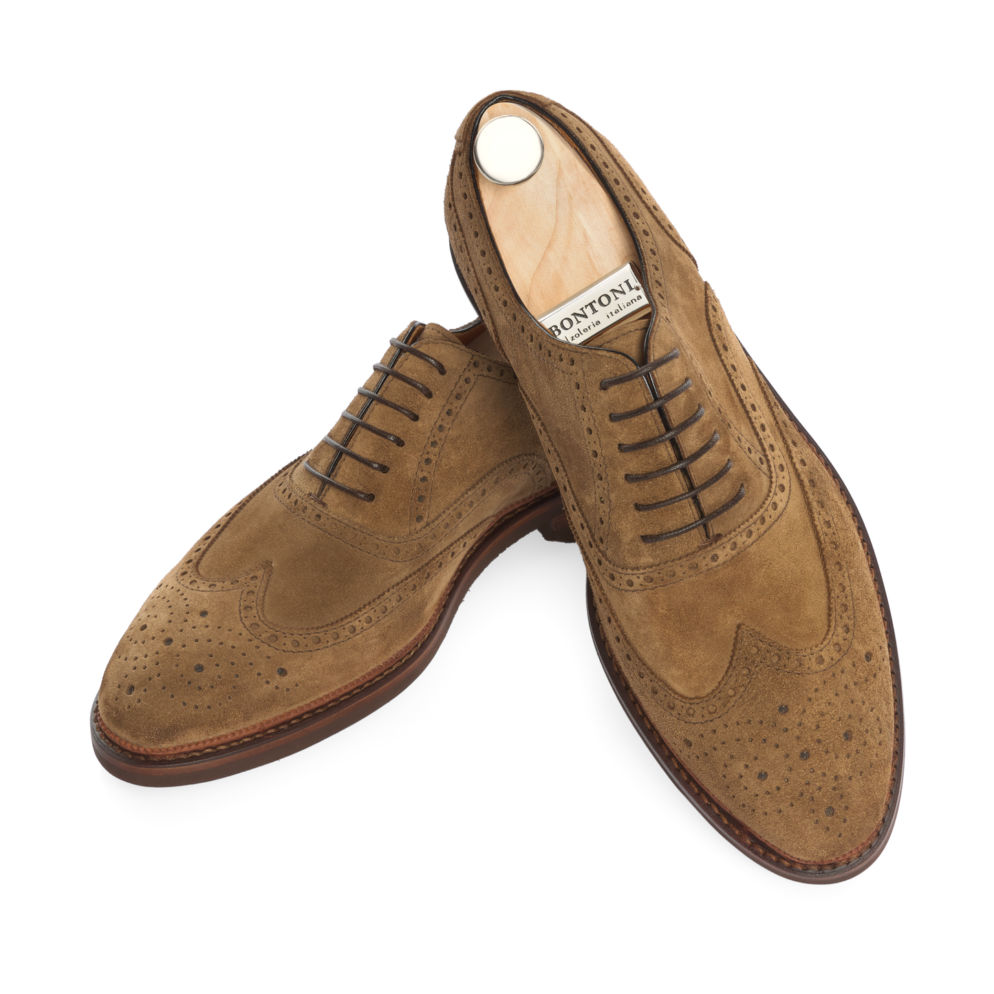 Bontoni «Libertino» Six-Eyelet Oxford Shoes with Perforated Details and Medallion in Brown - SARTALE