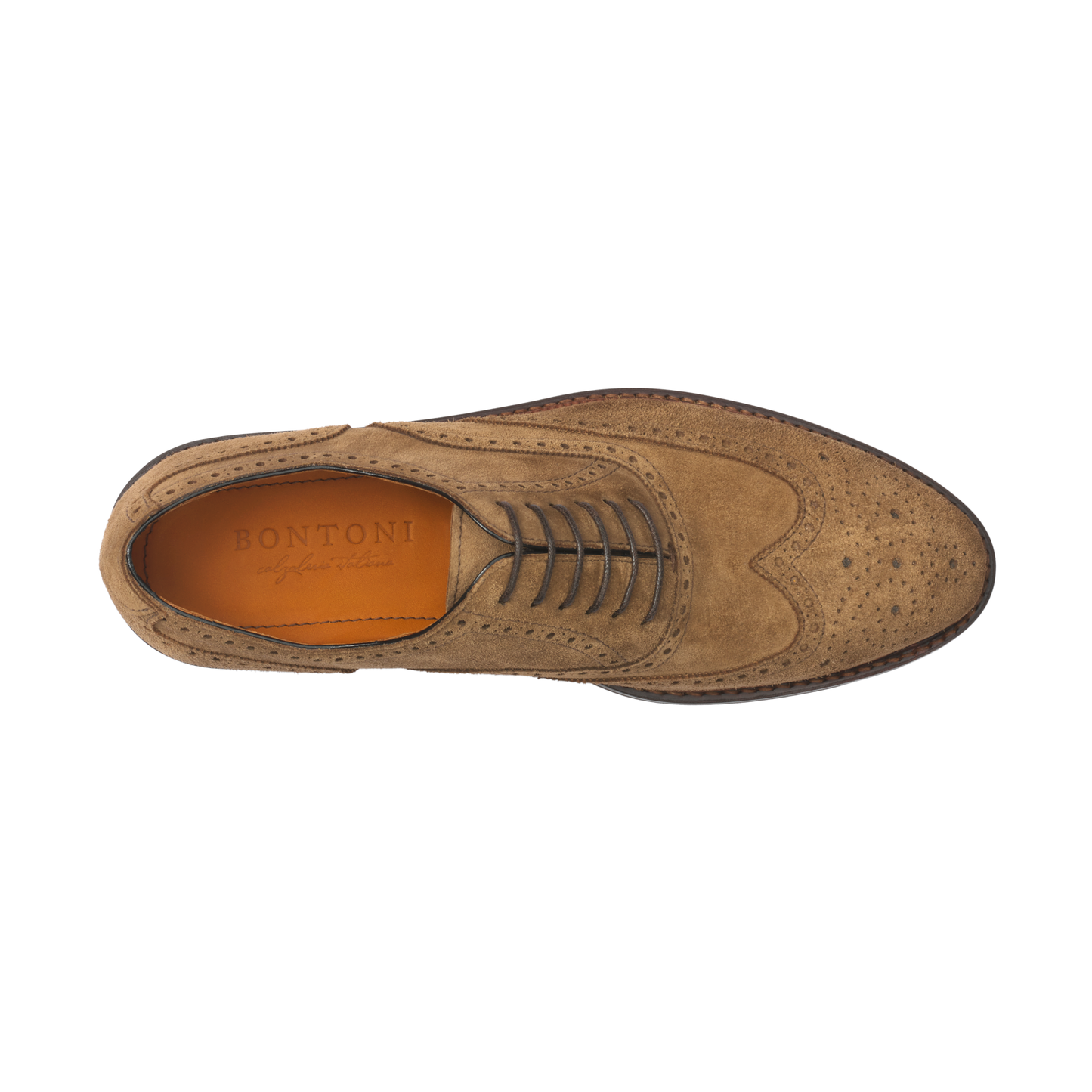 Bontoni «Libertino» Six-Eyelet Oxford Shoes with Perforated Details and Medallion in Brown - SARTALE