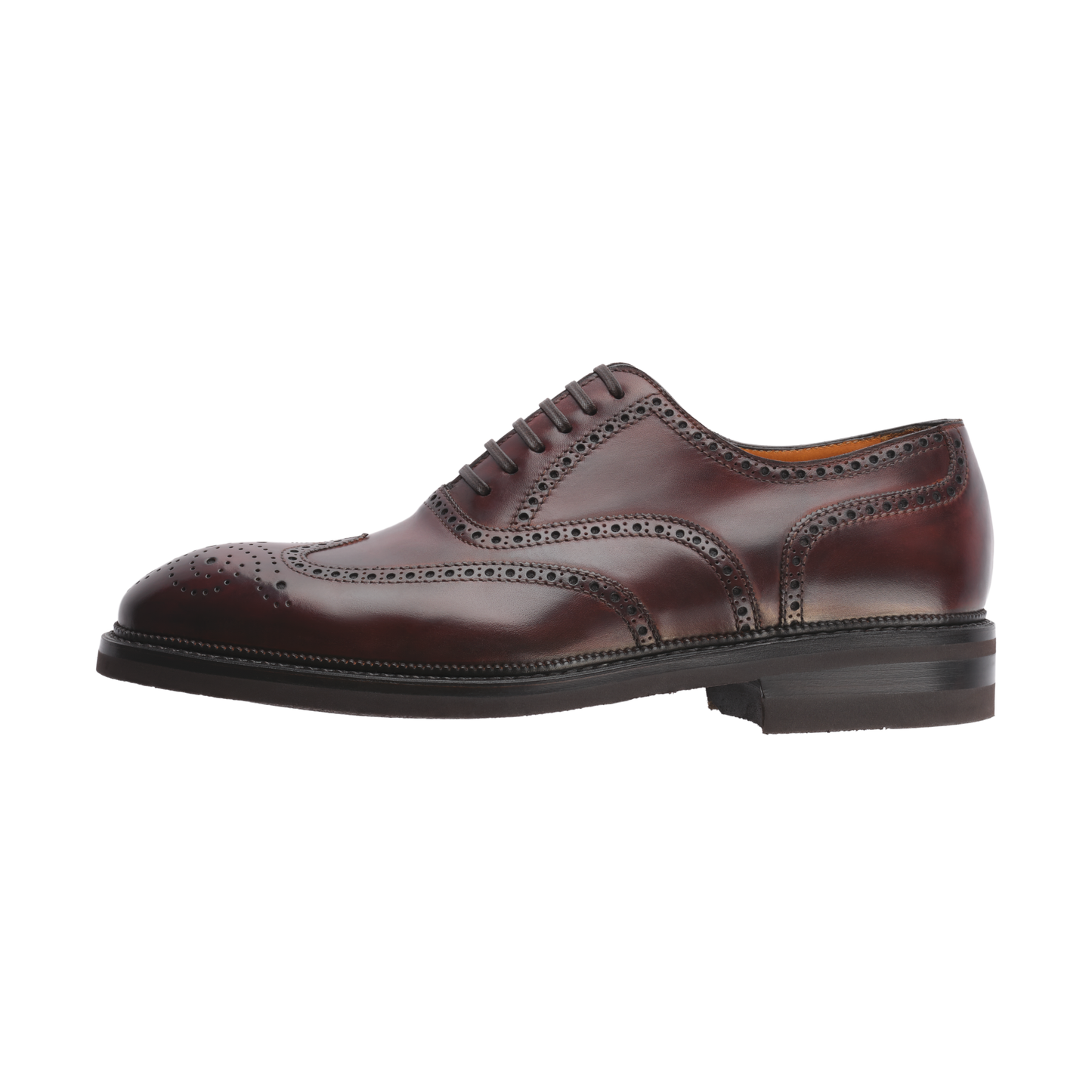 Bontoni «Libertino» Six-Eyelet Oxford Shoes with Perforated Details and Medallion in Marrone Brown - SARTALE