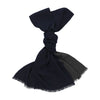 Reversible Fringed Cashmere and Silk-Blend Scarf in Dark Blue
