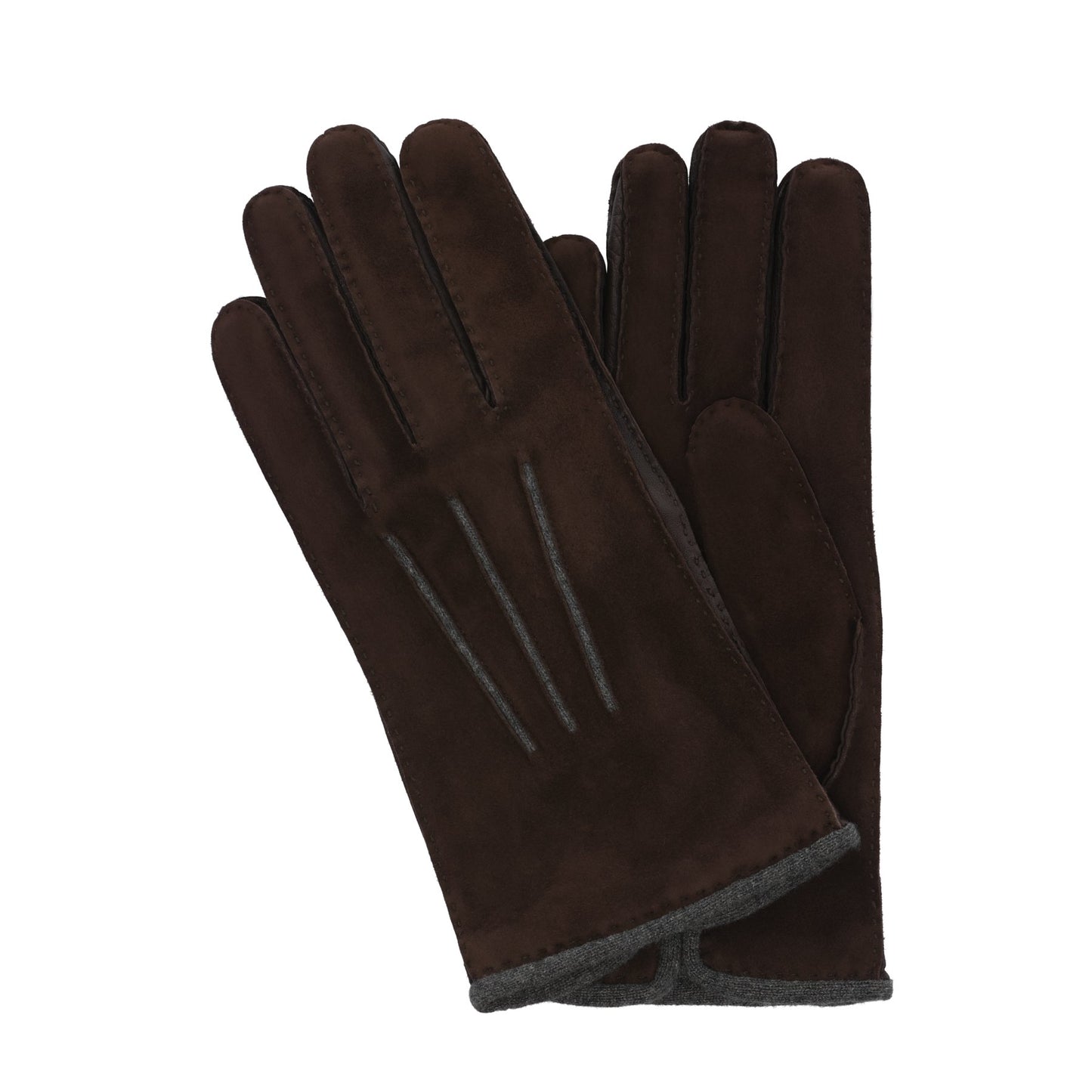Loro Piana Cashmere-Lined Suede Gloves in Dark Brown - SARTALE