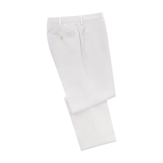 Slim-Fit Cotton-Blend Summer Trousers in White