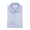 Luigi Borrelli Pied Poul Checked Cotton Shirt in Light Blue - SARTALE