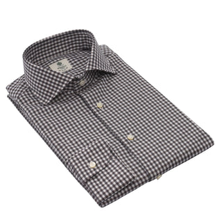 Luigi Borrelli Twill-Cotton Checked Shirt in Brown - SARTALE
