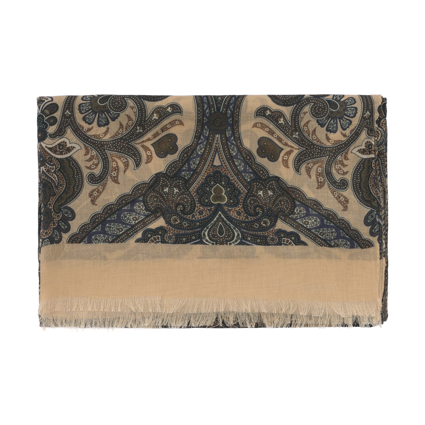 Luigi Borrelli Fringed Parsley Cashmere and Cotton-Blend Scarf in Brown - SARTALE