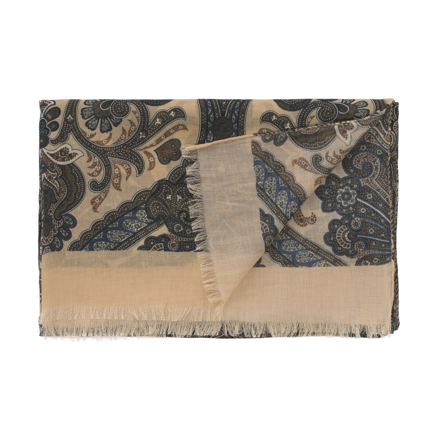 Luigi Borrelli Fringed Parsley Cashmere and Cotton-Blend Scarf in Brown - SARTALE