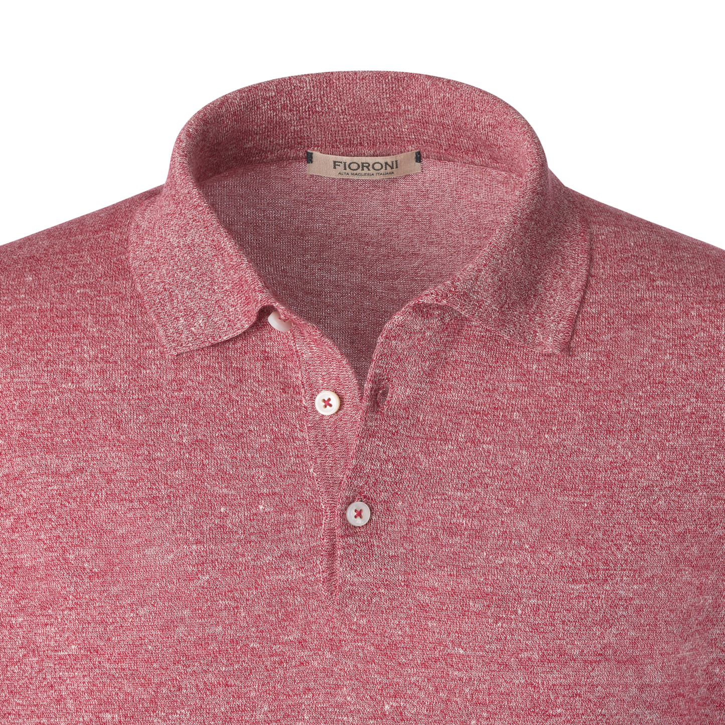 Poloshirt aus Leinen und Baumwollmischung in Mulberry Red