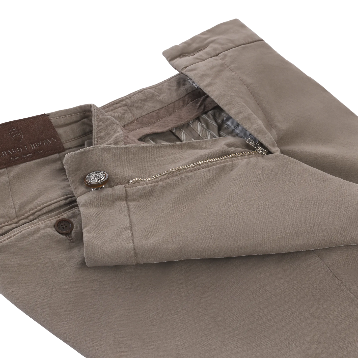 Slim-Fit Stretch-Cotton Trousers with Buckle Adjusters in Taupe