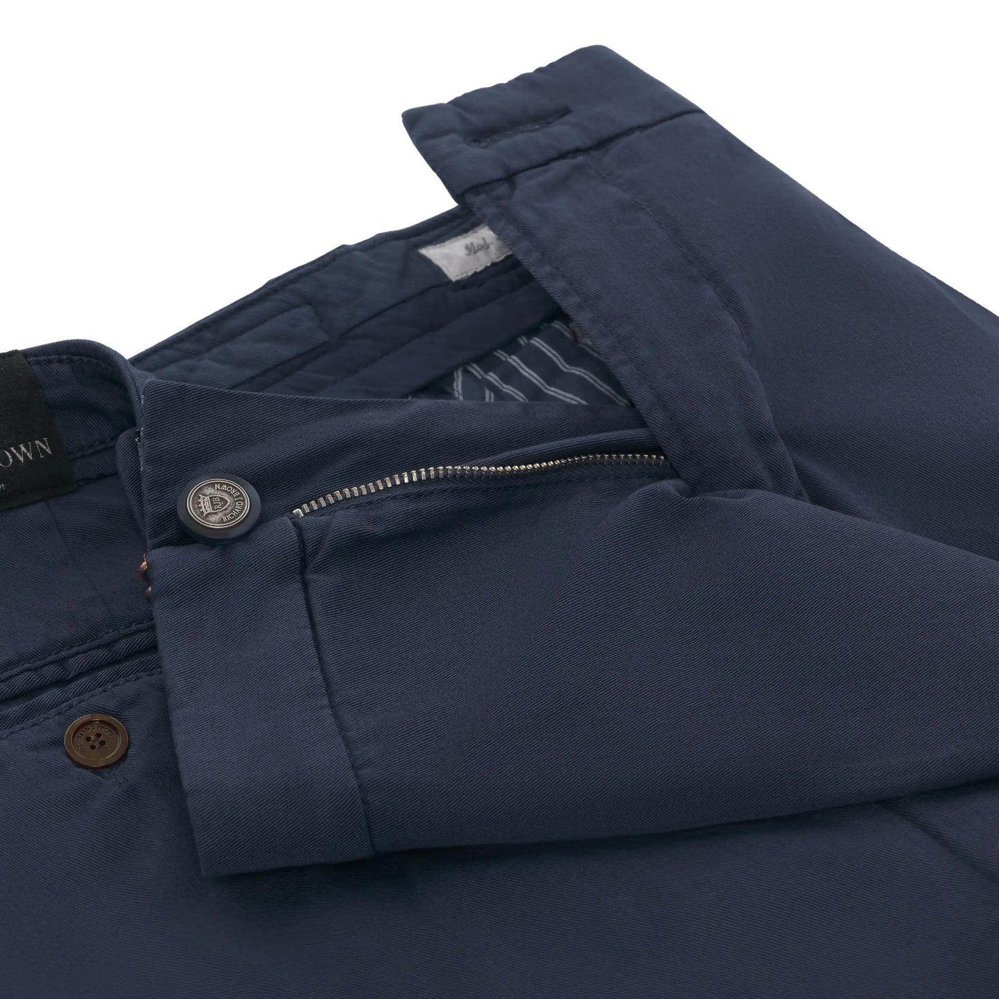 Slim-Fit Cotton Pleated Trousers in Navy