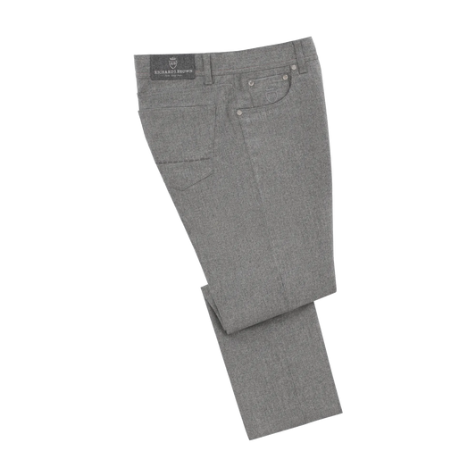 Schmal geschnittene Hose aus Stretch-Wolle mit 5 Taschen in Grau Meliert