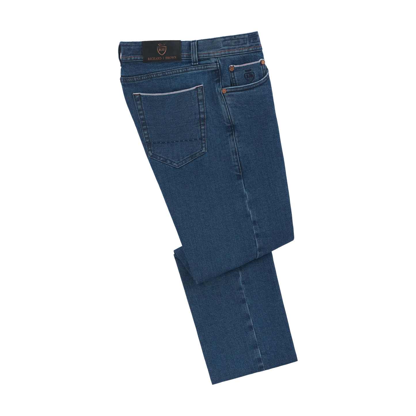 Slim-Fit Stretch-Cotton 5 Pocket Jeans in Denim Blue