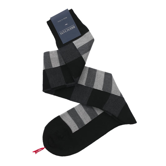 Bresciani Striped Wool-Blend Extra Long Socks in Grey - SARTALE