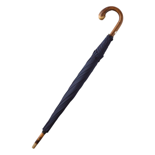 Bontoni Chestnut Wood-Handle Polka Dot Umbrella in Blue (2) - SARTALE