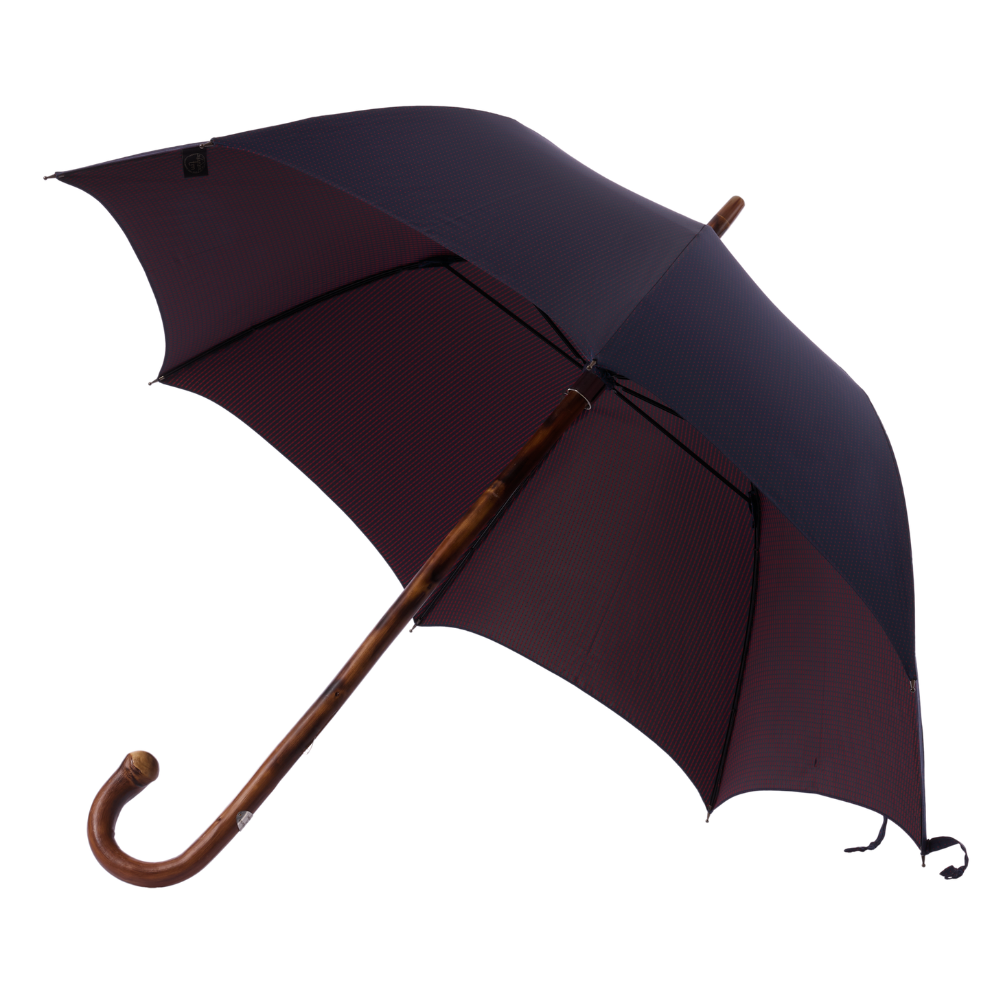 Regenschirm mit gepunktetem Kastanienholzgriff in Blau (3)