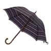 Karierter Regenschirm mit Kastanienholzgriff in Blau