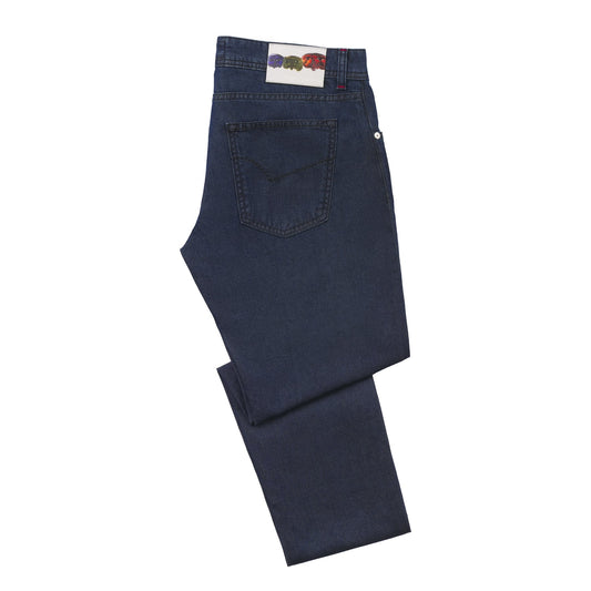 Marco Pescarolo Slim-Fit Cotton and Silk-Blend Denim Blue Jeans - SARTALE