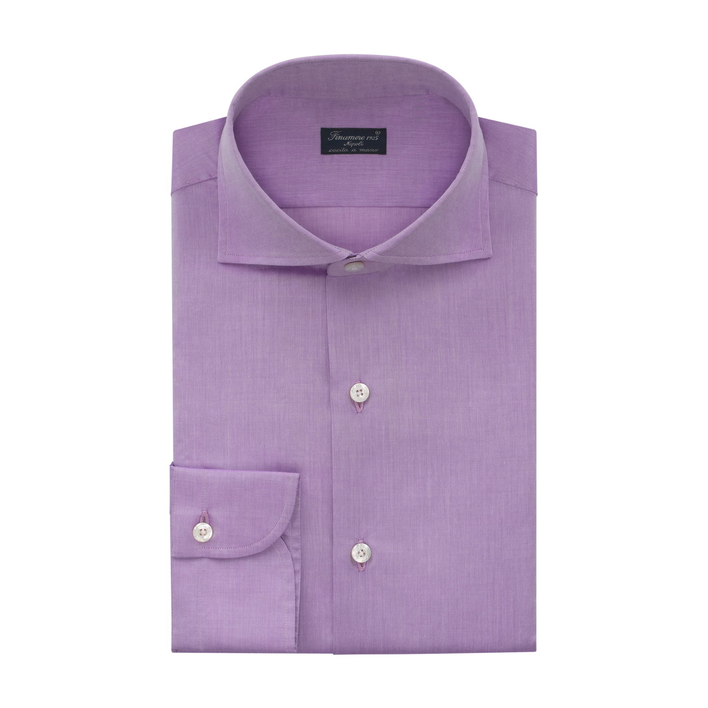 Finamore Plain Alumo-Cotton Shirt in Lilac - SARTALE