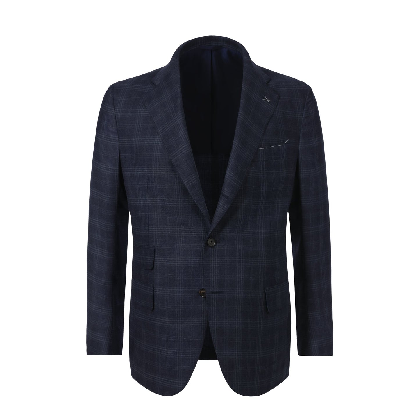 De Petrillo Single-Breasted Checked Virgin Wool Suit in Blue. Exclusively Made for Sartale - SARTALE