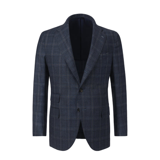 De Petrillo Single-Breasted Glencheck Virgin Wool Suit in Blue. Exclusively Made for Sartale - SARTALE