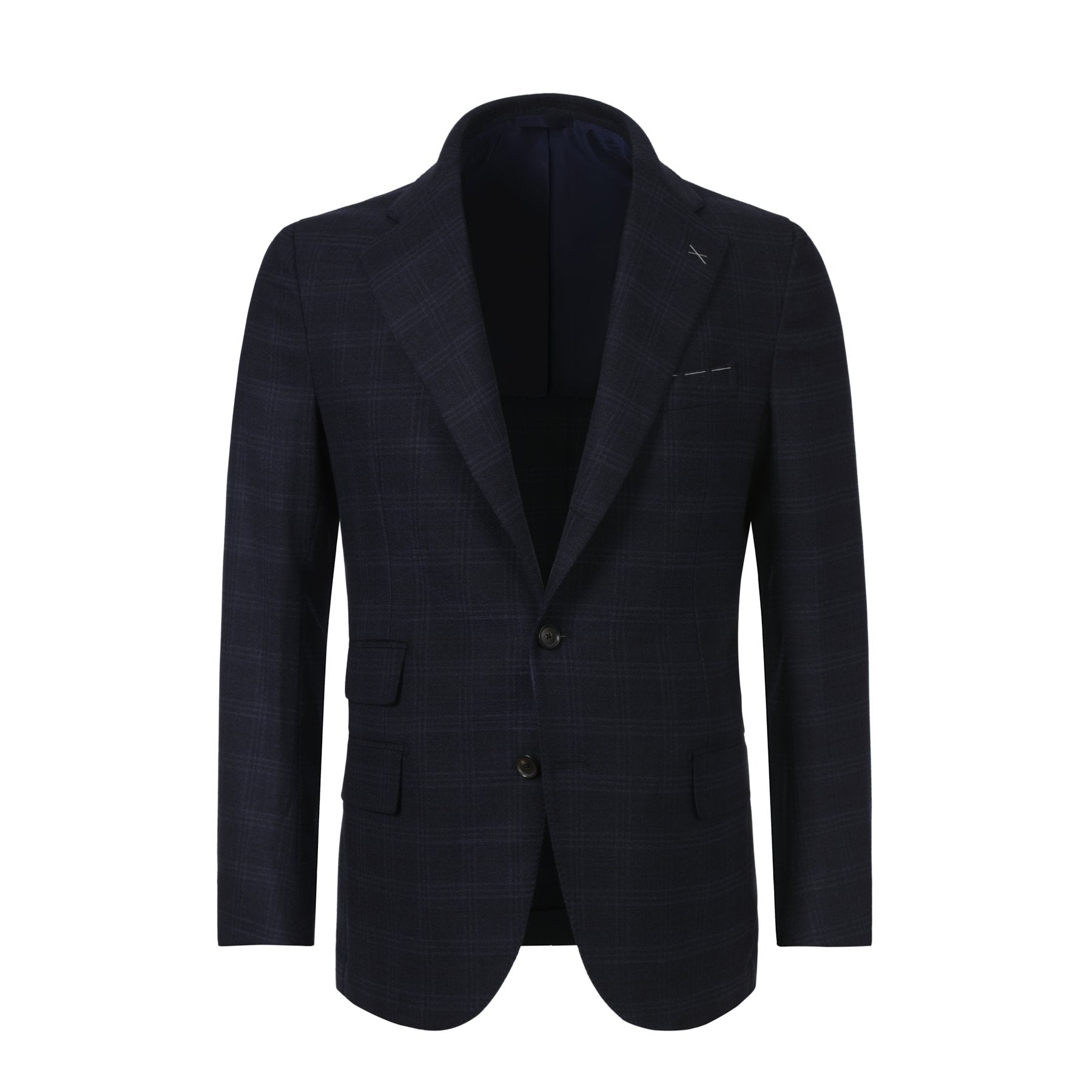 Single-Breasted Plaid-Check Wool Suit in Dark Blue. Exclusively Made for  Sartale