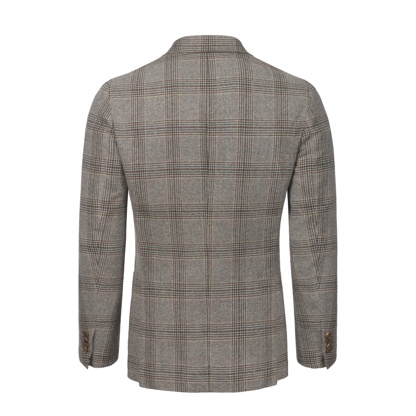 Single-Breasted Wool-Blend Jacket in Light Brown Check