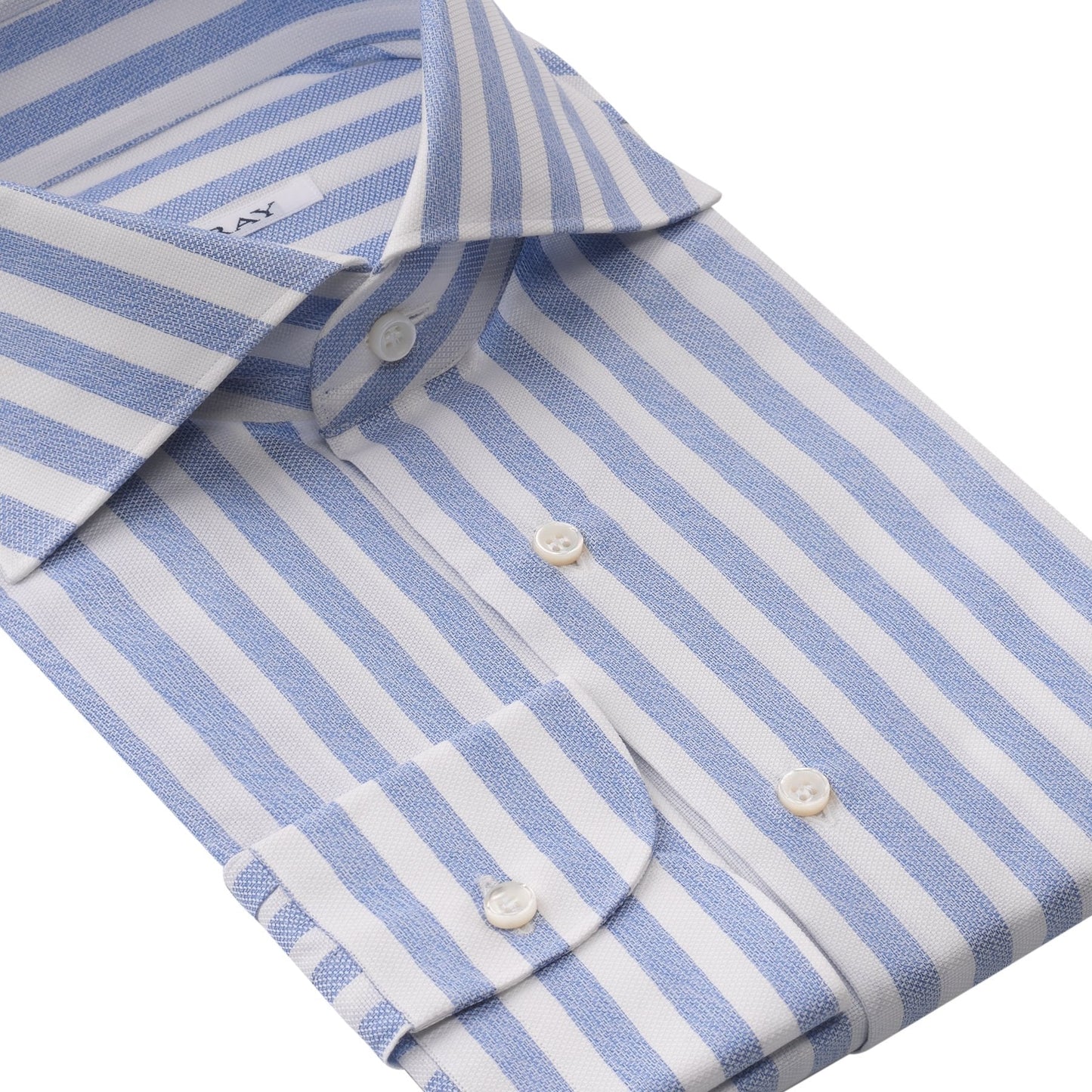 Fray Cotton Striped Shirt in White and Blue Melange - SARTALE
