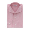 Striped Pink and White Shirt with Spread Collar