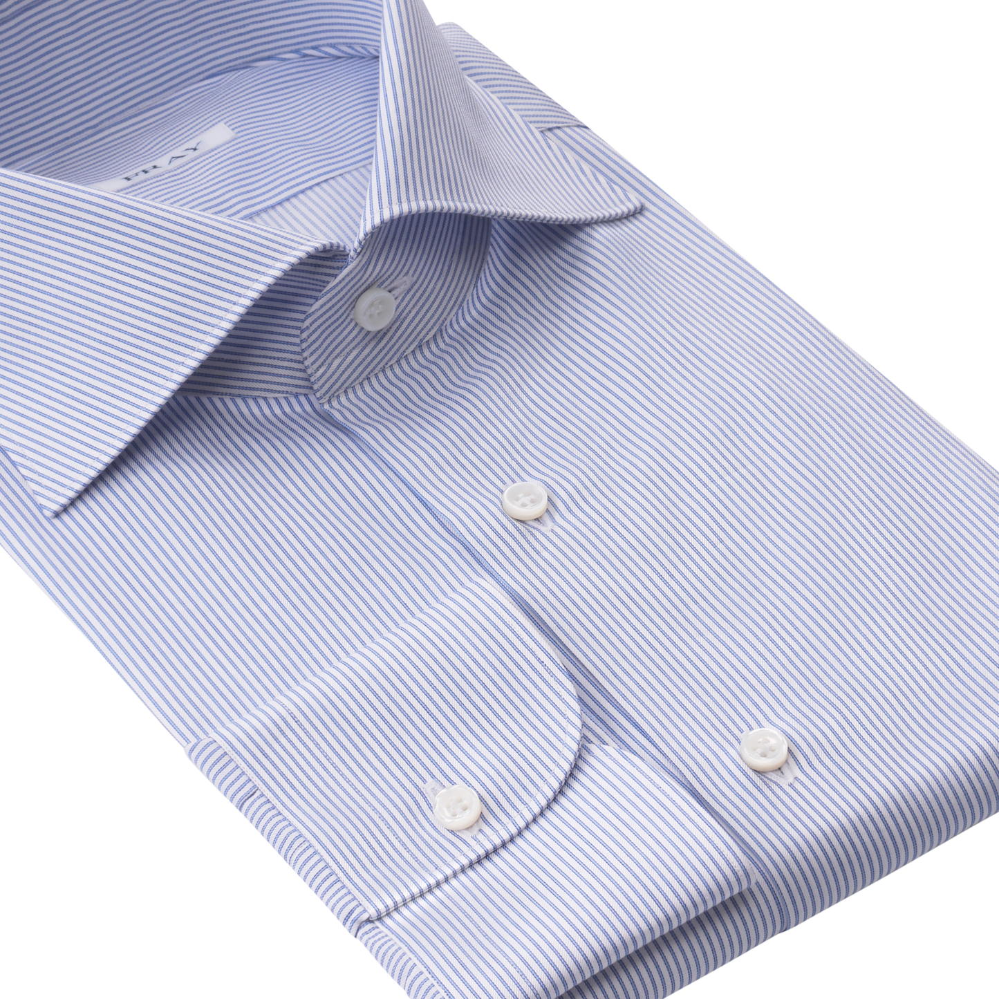 Fray Striped Cotton Shirt in White and Light Blue - SARTALE
