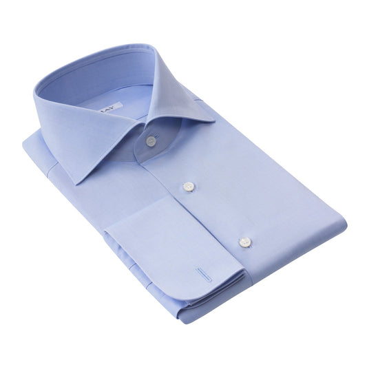 Fray Classic Cotton Light Blue Shirt with Double Cuff - SARTALE