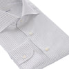 Striped Cotton White Shirt with Spread Collar