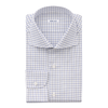 Fray Tattersall Cotton Shirt in White and Blue - SARTALE