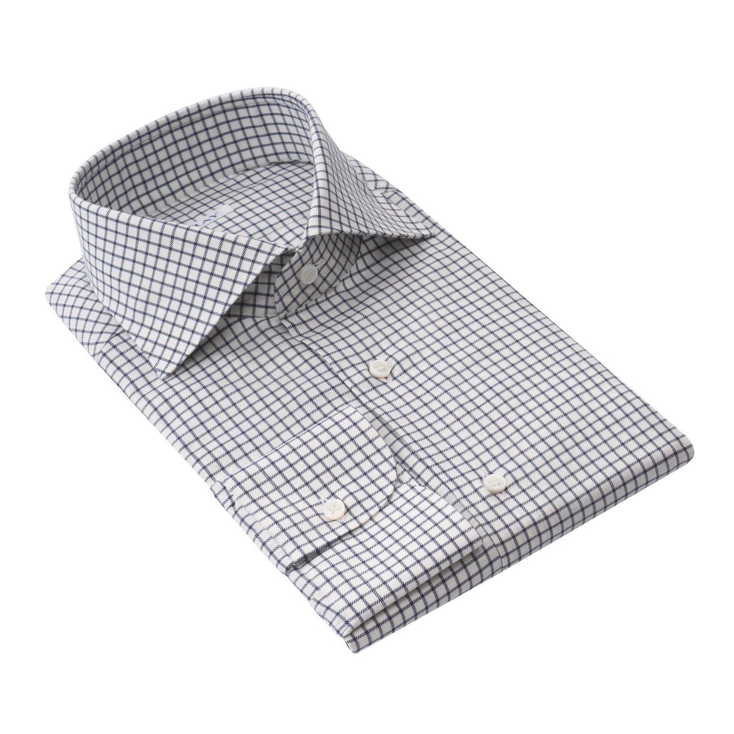 Fray Cotton and Cashmere-Blend Graf-Check Shirt in White and Blue - SARTALE