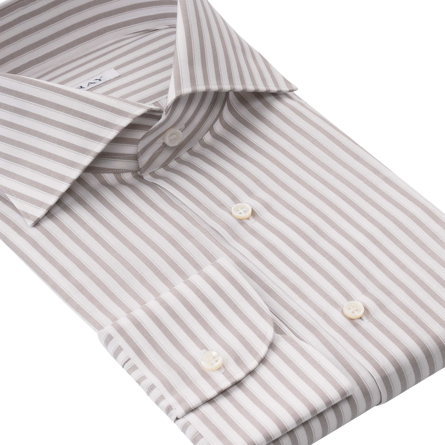 Fray Striped Cotton Shirt in White and Light Brown - SARTALE