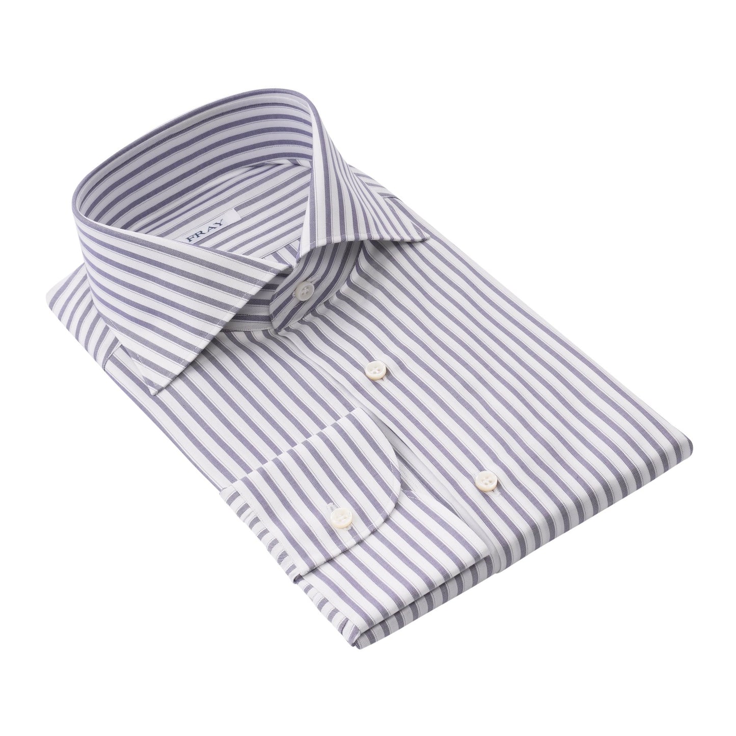 Fray Striped Cotton Shirt in White and Blue - SARTALE