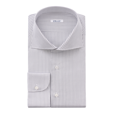 Fray Checked Cotton Shirt in White and Blue - SARTALE
