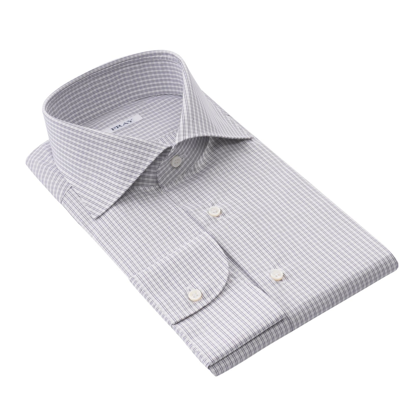 Fray Checked Cotton Shirt in White and Blue - SARTALE