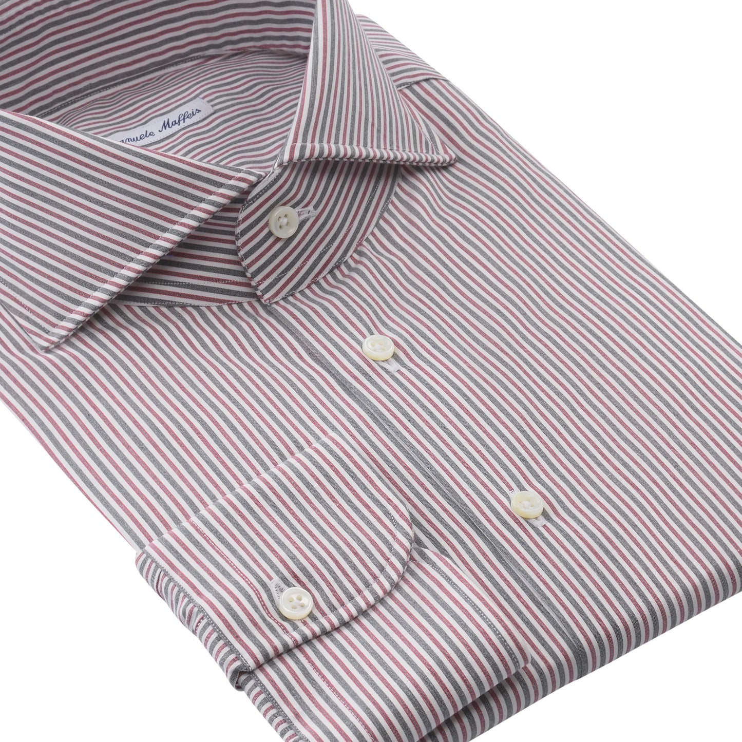 Multicolor Striped Cotton Shirt with Shark Collar