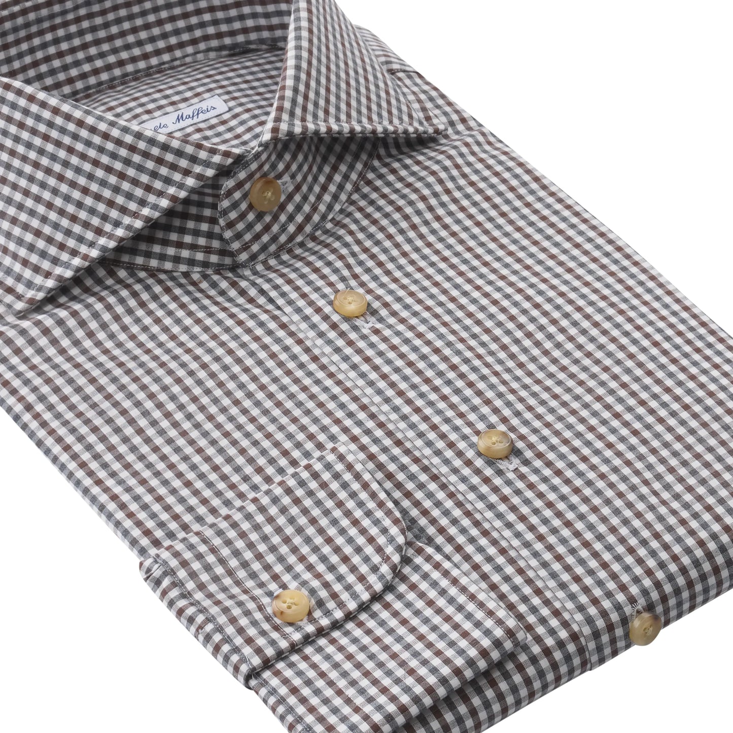 Multicolor Checked Cotton Shirt with Shark Collar
